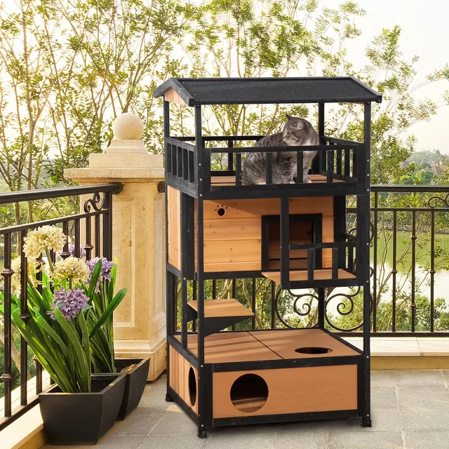 Wooden cat house